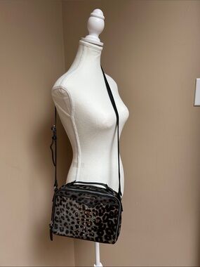 Nine West Leopard Print Crossbody Bag - Black & Brown